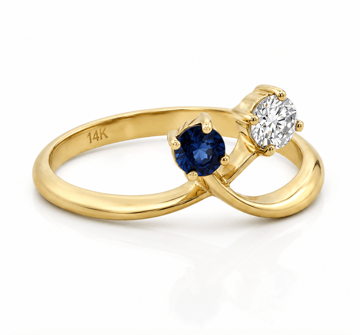 Sapphire and Diamond Criss-Cross Fashion Ring (200-01286)