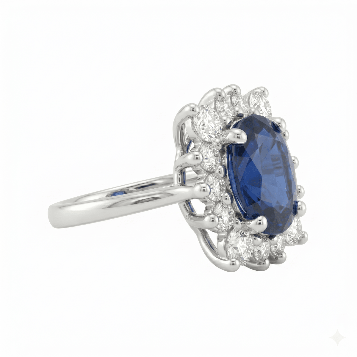 Sapphire and Diamond Halo Setting Fashion Ring (200 - 01333)