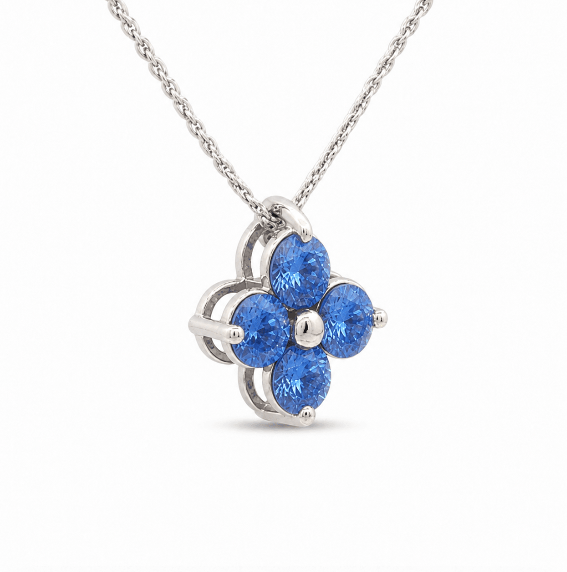 Sapphire Free Form Pendant in White Gold (230-01499)