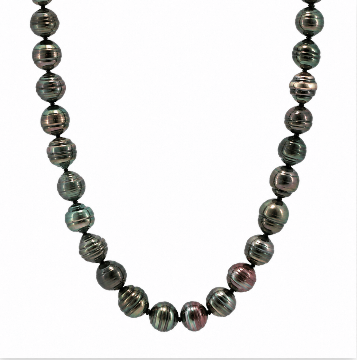 Single Strand Tahitian Peacock Necklace in White Gold (325-00394)