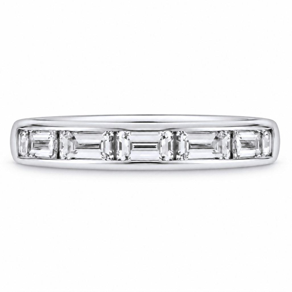 Straight Baguette Cut Channel Set Diamond Band White Gold (110-33857)
