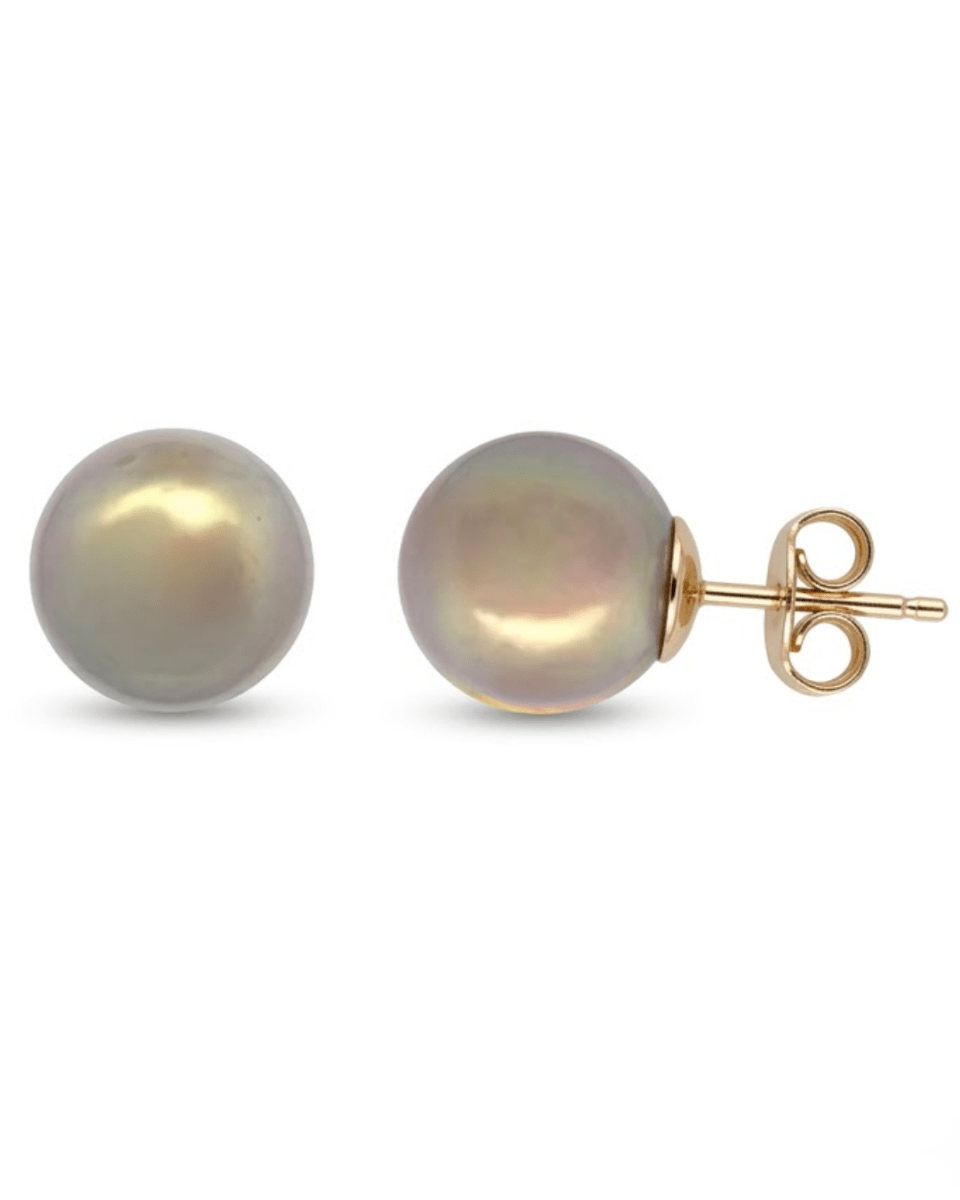Tahitian Pearl Stud Earrings in Yellow Gold (310-00703)