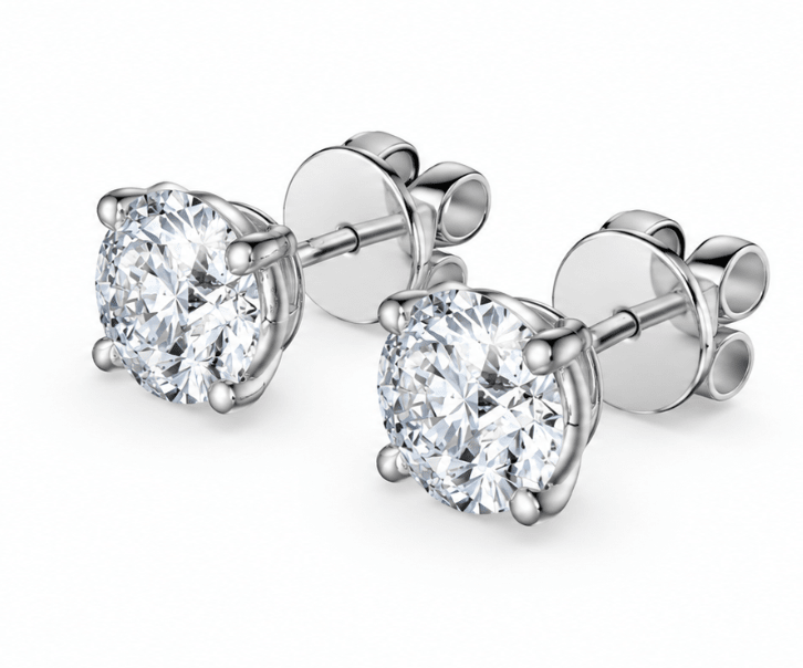 The VELA Solitaire Stud Fashion Earrings in White Gold (150-02142)