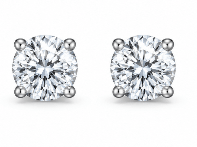 The VELA Solitaire Stud Fashion Earrings in White Gold (150-02142)