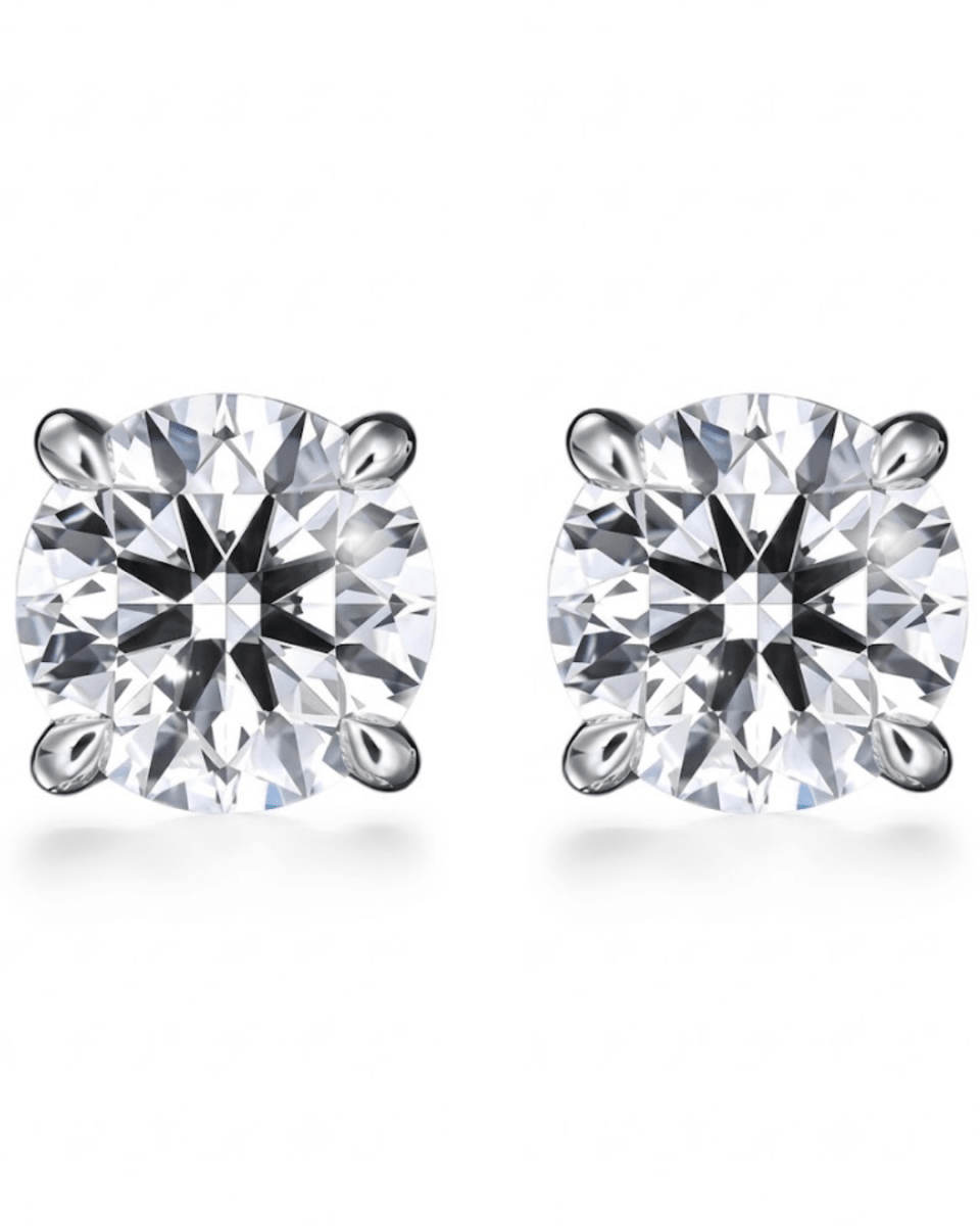 The VELA Solitaire Stud Fashion Earrings in White Gold (150-02142)