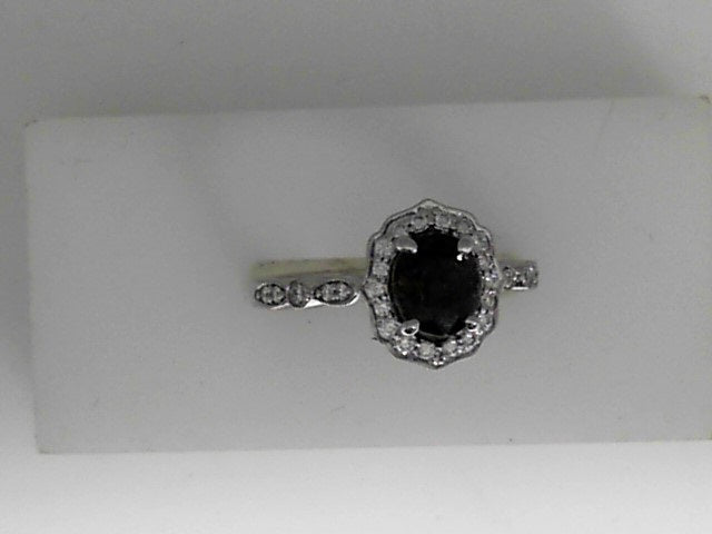 Vardy's Collection Antique Fashion Ring with Oval Alexandrite and Round G/H VS2 Diamonds (1.78ct) in 18K White Gold