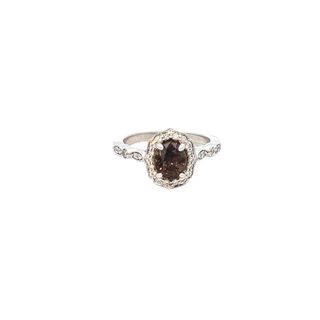 Vardy's Collection Antique Fashion Ring with Oval Alexandrite and Round G/H VS2 Diamonds (1.78ct) in 18K White Gold