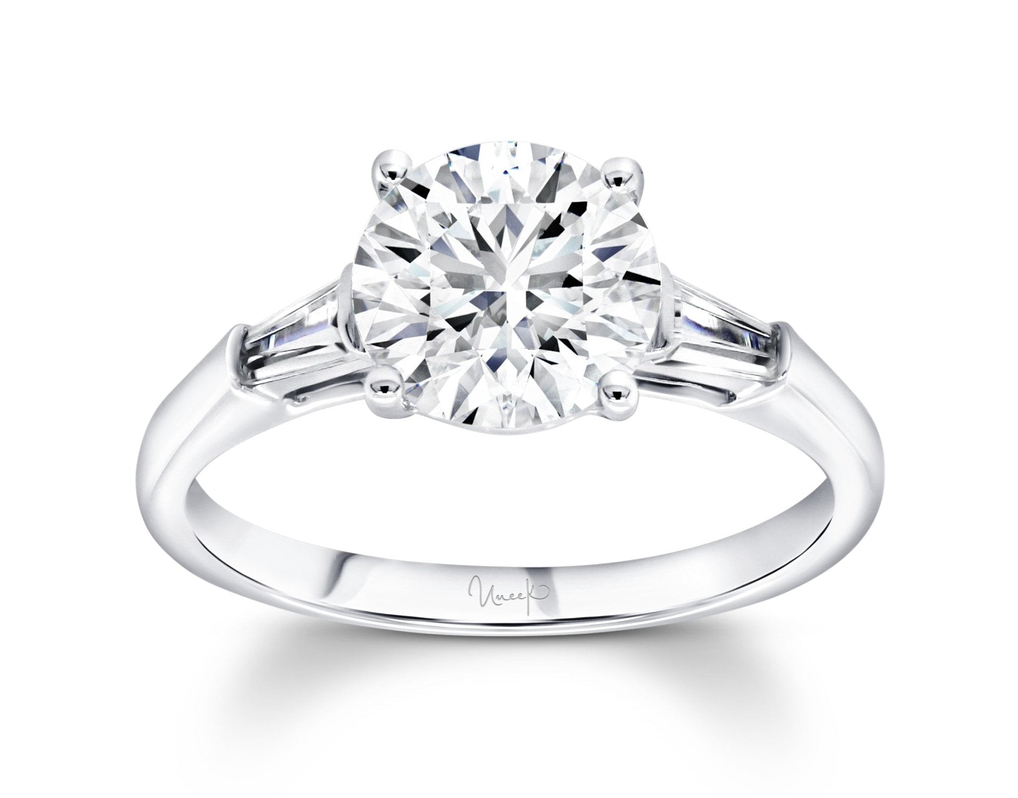 Vardy's Collection Baguette and Round Diamond 3 Stone Engagement Ring in 14K White Gold (0.18ctw)