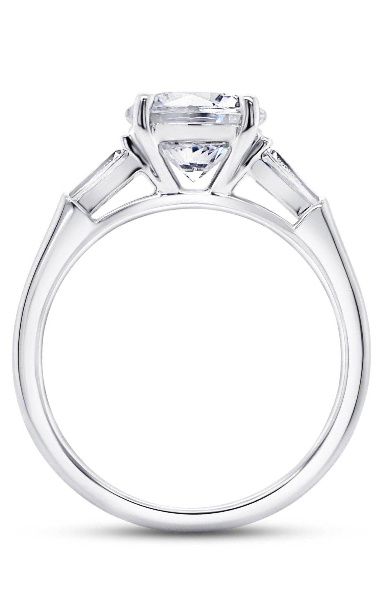 Vardy's Collection Baguette and Round Diamond 3 Stone Engagement Ring in 14K White Gold (0.18ctw)