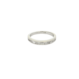 Vardy's Collection Baguette Diamond Yellow Brushed 14K Wedding Band in White Gold (0.49ct)