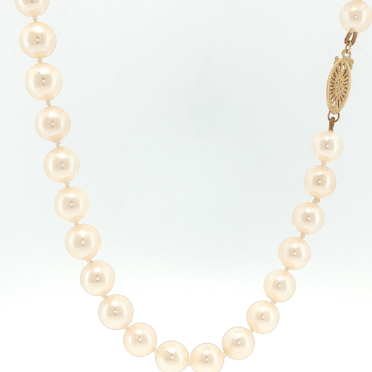 Vardy's Collection Baroque White Pearl Single Strand Bracelet in 14K Yellow Gold