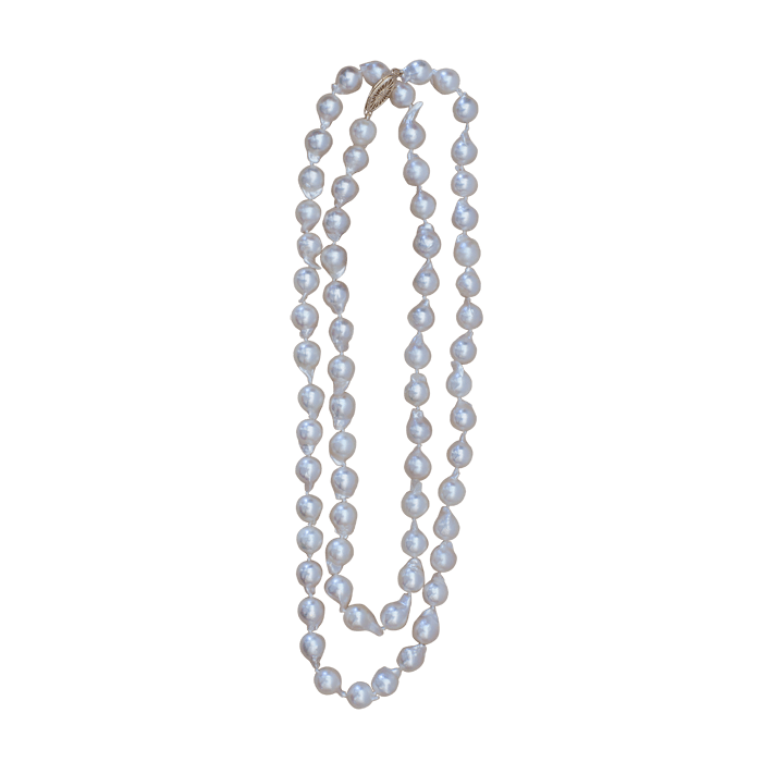 Vardy's Collection Baroque White Pearl Single Strand Bracelet in 14K Yellow Gold