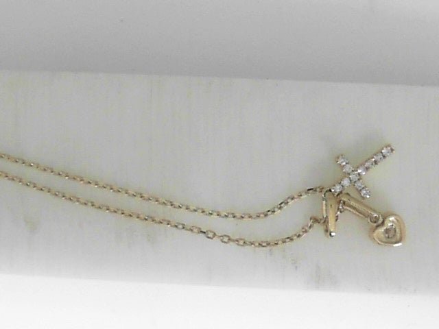 Vardy's Collection Cable Link Cross Pendant with Round Diamonds in 14K Yellow Gold (0.10tcw)