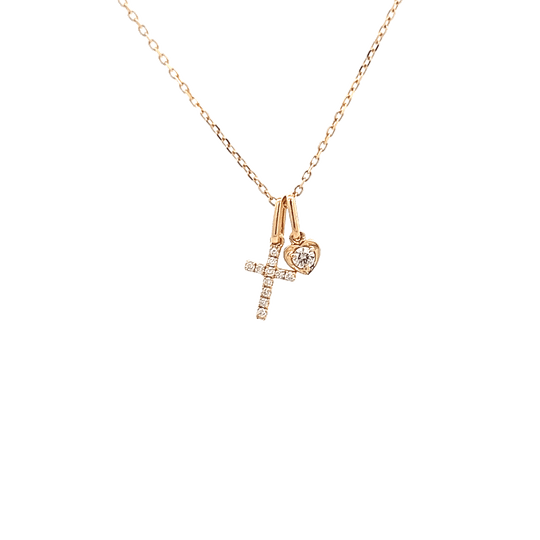 Vardy's Collection Cable Link Cross Pendant with Round Diamonds in 14K Yellow Gold (0.10tcw)