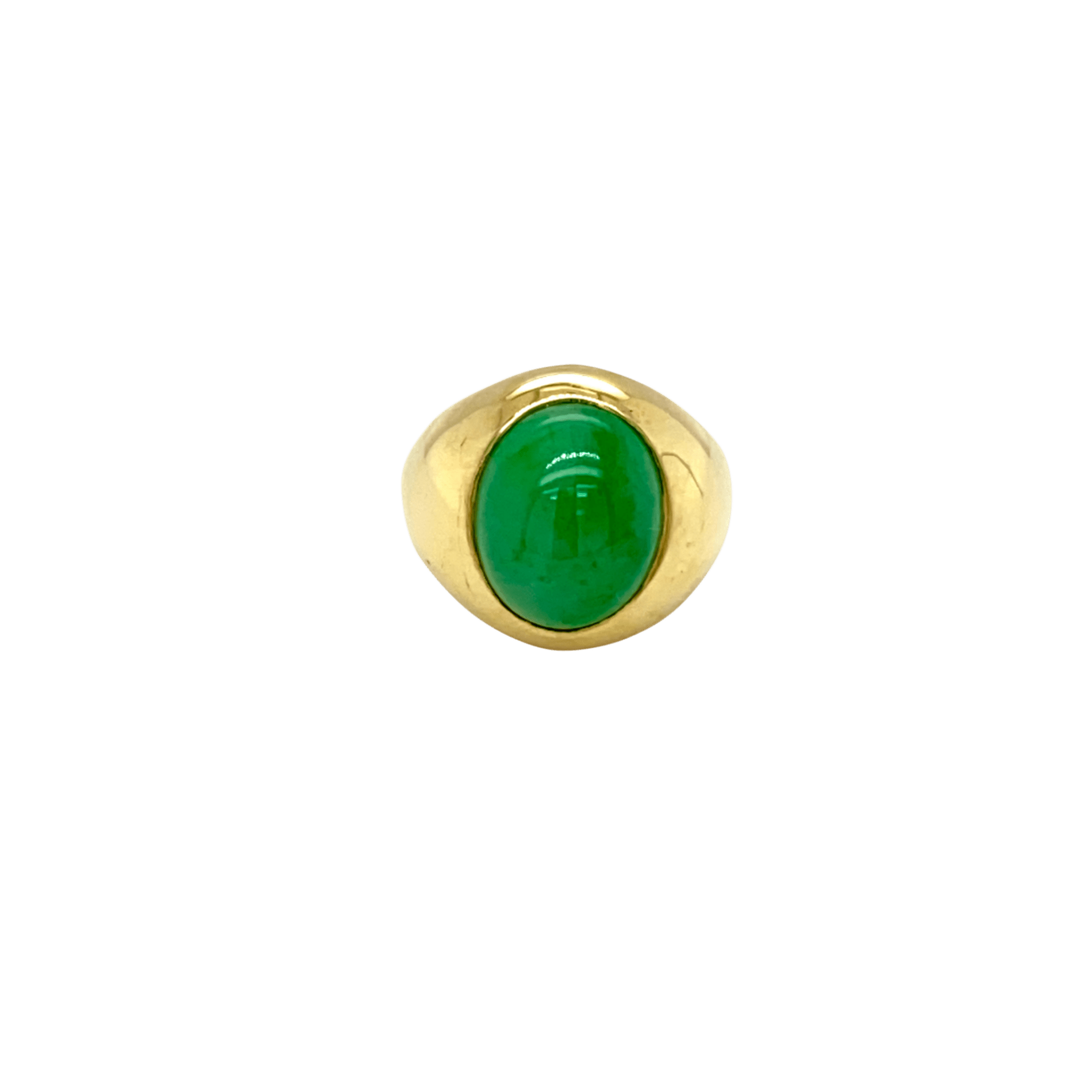 Vardy's Collection Cabochon Greenish Blue Jade Fashion Ring in 18K Yellow Gold