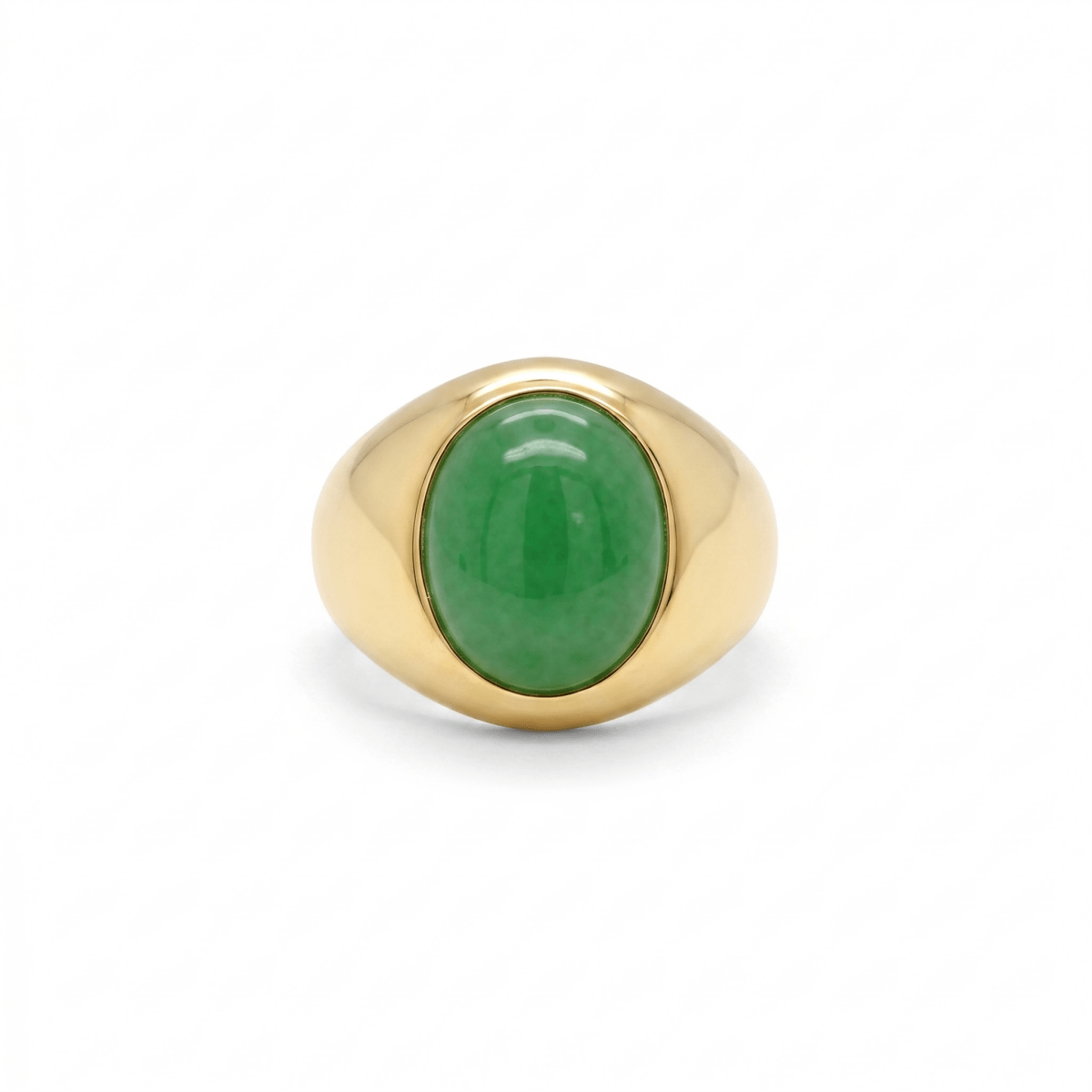 Vardy's Collection Cabochon Greenish Blue Jade Fashion Ring in 18K Yellow Gold