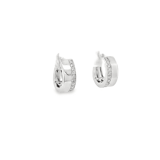 Vardy's Collection Channel Set Diamond Huggie Earrings in 14K White Gold (0.19ct)