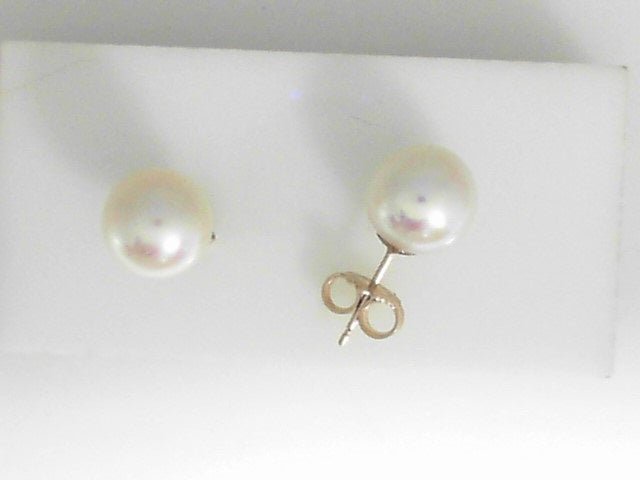 Vardy's Collection Cultured Pearl Stud Earrings in 14K Yellow Gold