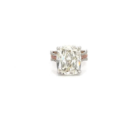 Vardy's Collection Cushion Cut K Si2 Diamond Semi - Mount Engagement Ring with Round Diamonds (11.88ct) in 18K White and Rose Gold, Platinum