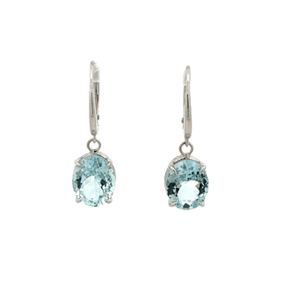 Vardy's Collection Drop Earrings with Oval Blue Topazs in 14K White Gold (34.00ctw)