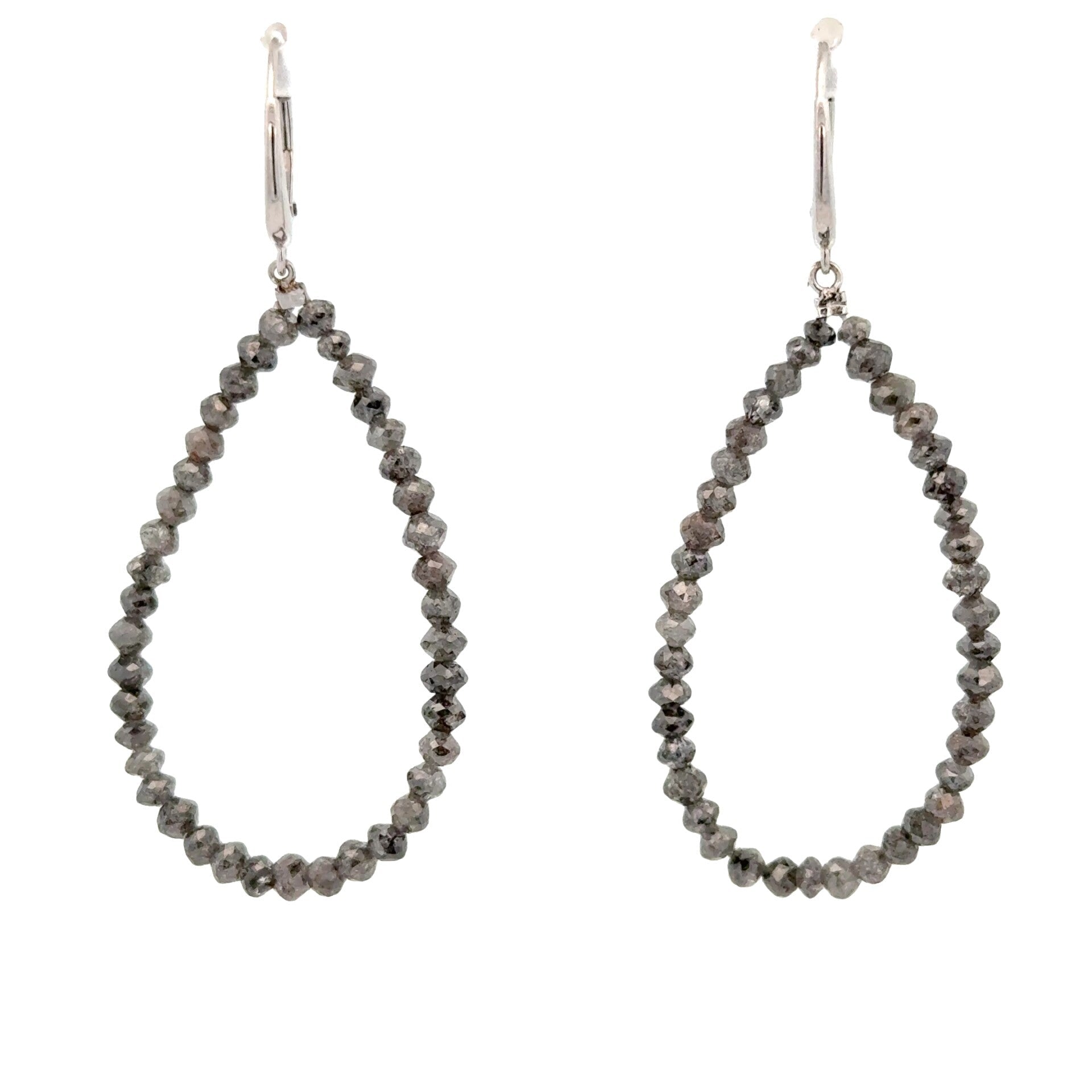 Vardy's Collection Drop Grey Diamond Earrings in 14K White Gold (14.89ct)