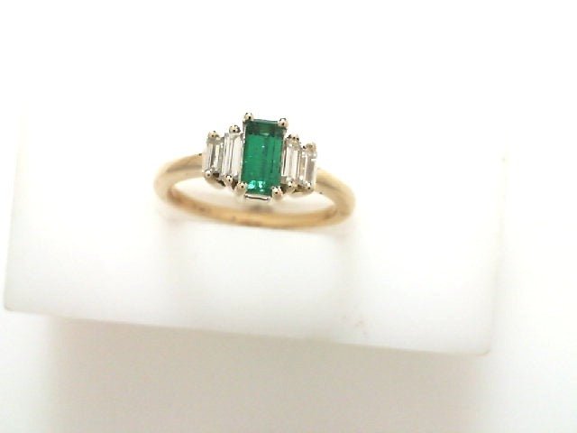 Vardy's Collection Emerald and Diamond Fashion Ring in 14K Yellow Gold (0.66ct)