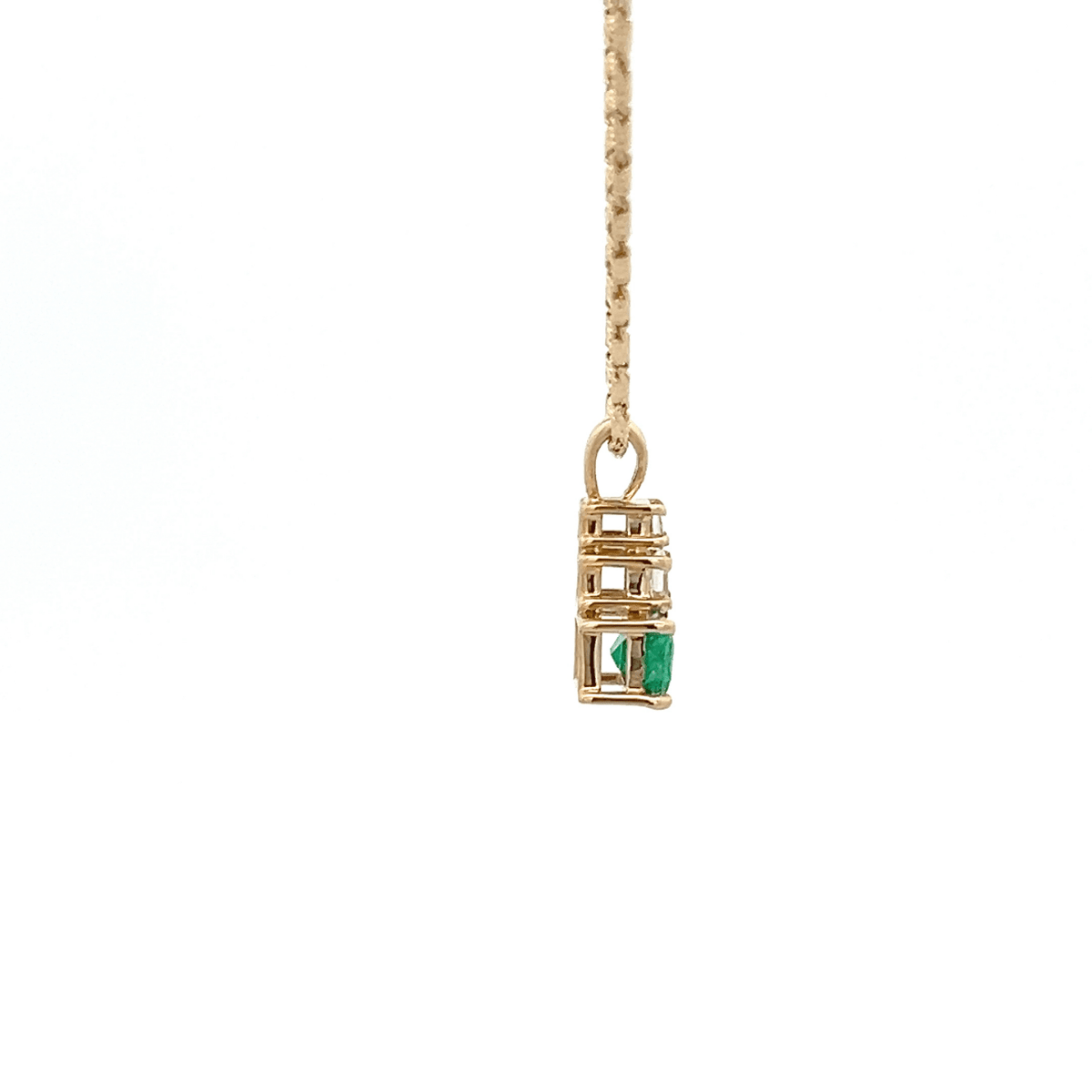 Vardy's Collection Emerald and Princess Cut Diamond Drop Pendant Necklace in 14K Yellow Gold (0.75ct)