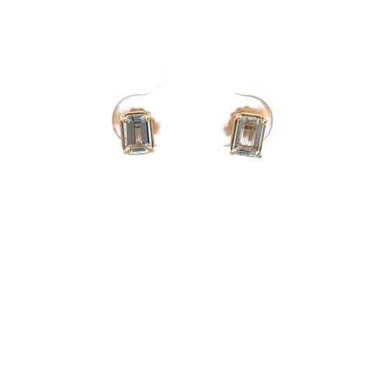 Vardy's Collection Emerald Aquas Stud Earrings in 14K Yellow Gold (1.10ctw)