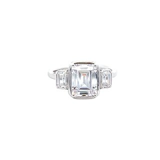 Vardy's Collection Emerald Cut Diamond Bezel - Set Engagement Ring in 18K Gold Plated Silver (0.61ct)