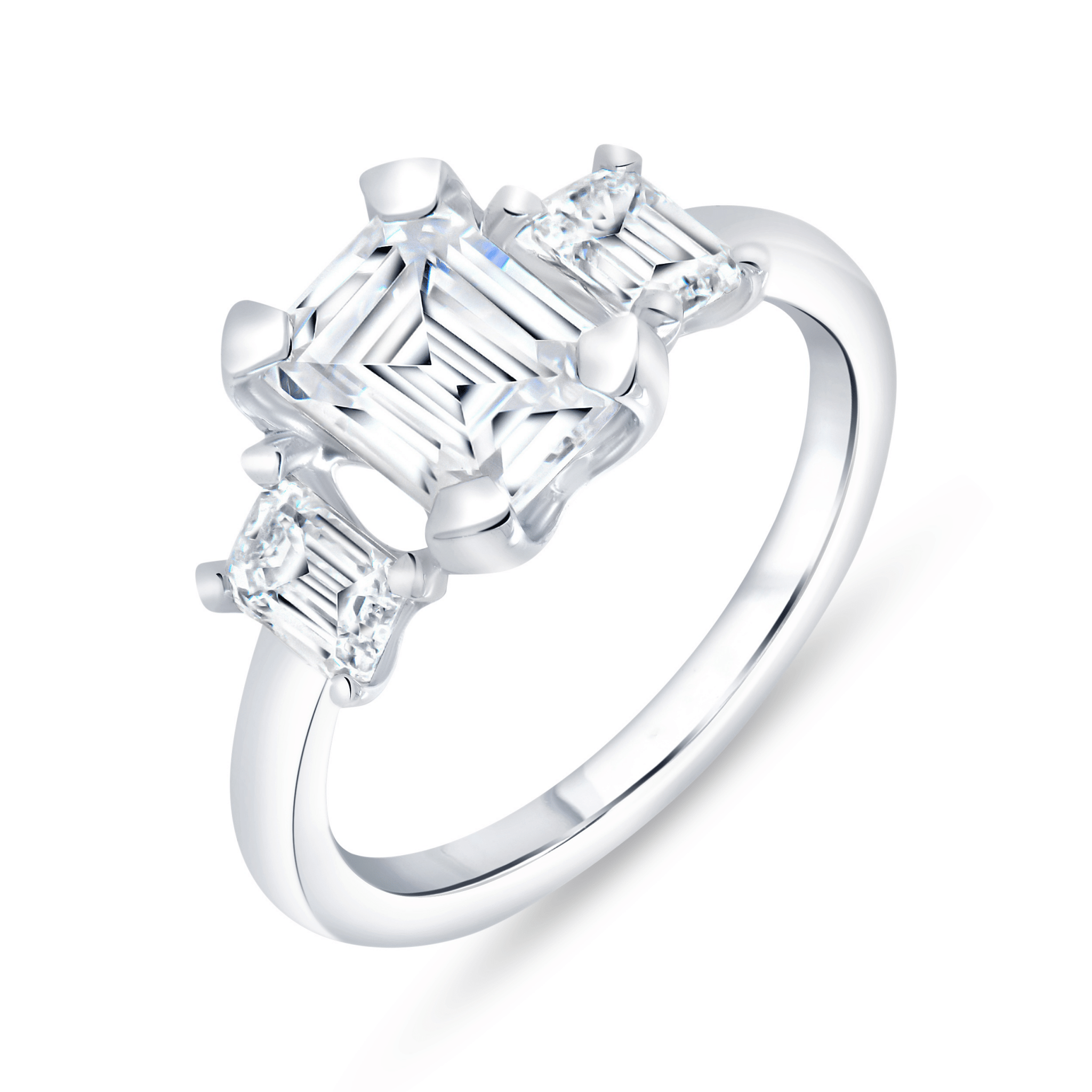 Vardy's Collection Emerald Cut Diamond Bezel Set Engagement Ring in Gold Plated Sterling Silver (0.8ct)