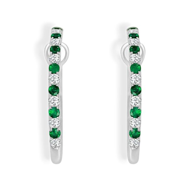 Vardy's Collection Emerald Hoop Earrings in 18K White Gold (0.7ct)