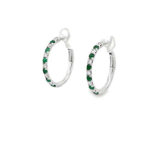 Vardy's Collection Emerald Hoop Earrings in 18K White Gold (0.7ct)