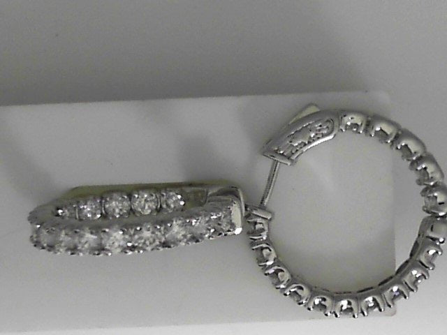 Vardy's Collection F VS2 2.96ct Polished White Diamond Medium Hoop Earrings in 14K White Gold