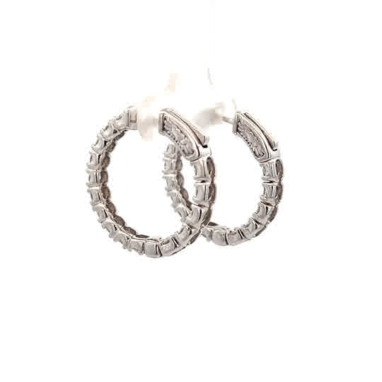 Vardy's Collection F VS2 2.96ct Polished White Diamond Medium Hoop Earrings in 14K White Gold