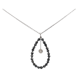 Vardy's Collection Fantasy Cut Black Diamond Drop Pendant with Round Diamond in 14K White Gold (9.64ctw)