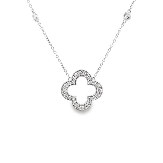 Vardy's Collection Flower Pendant with 0.70ctw Round Diamonds in 14K White Gold