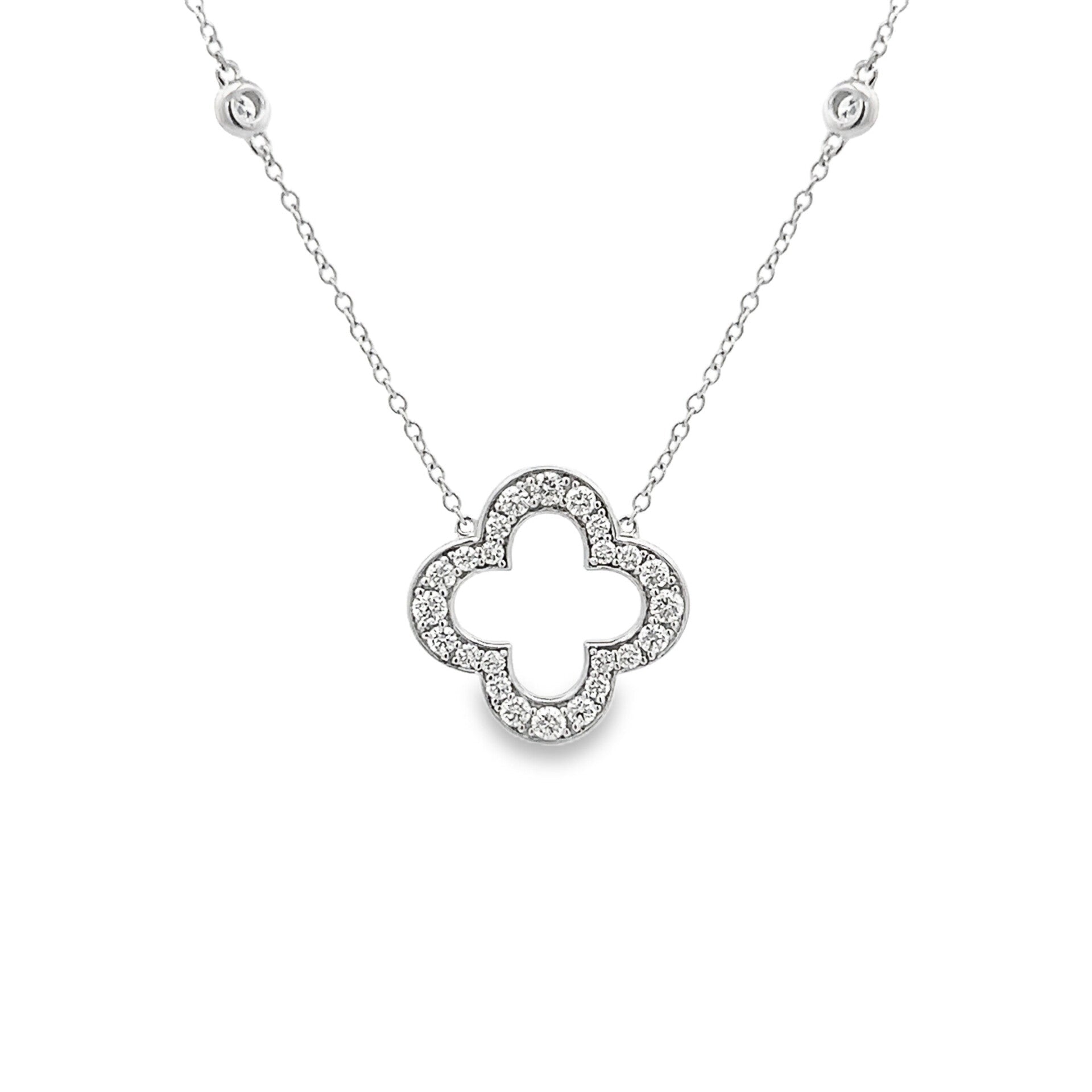Vardy's Collection Flower Pendant with 0.70ctw Round Diamonds in 14K White Gold