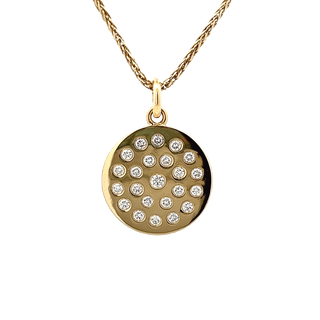 Vardy's Collection Free Form Pendant Necklace with 0.80ctw Round G/H Vs2 Diamonds in 18K Yellow Gold (0.80ctw)