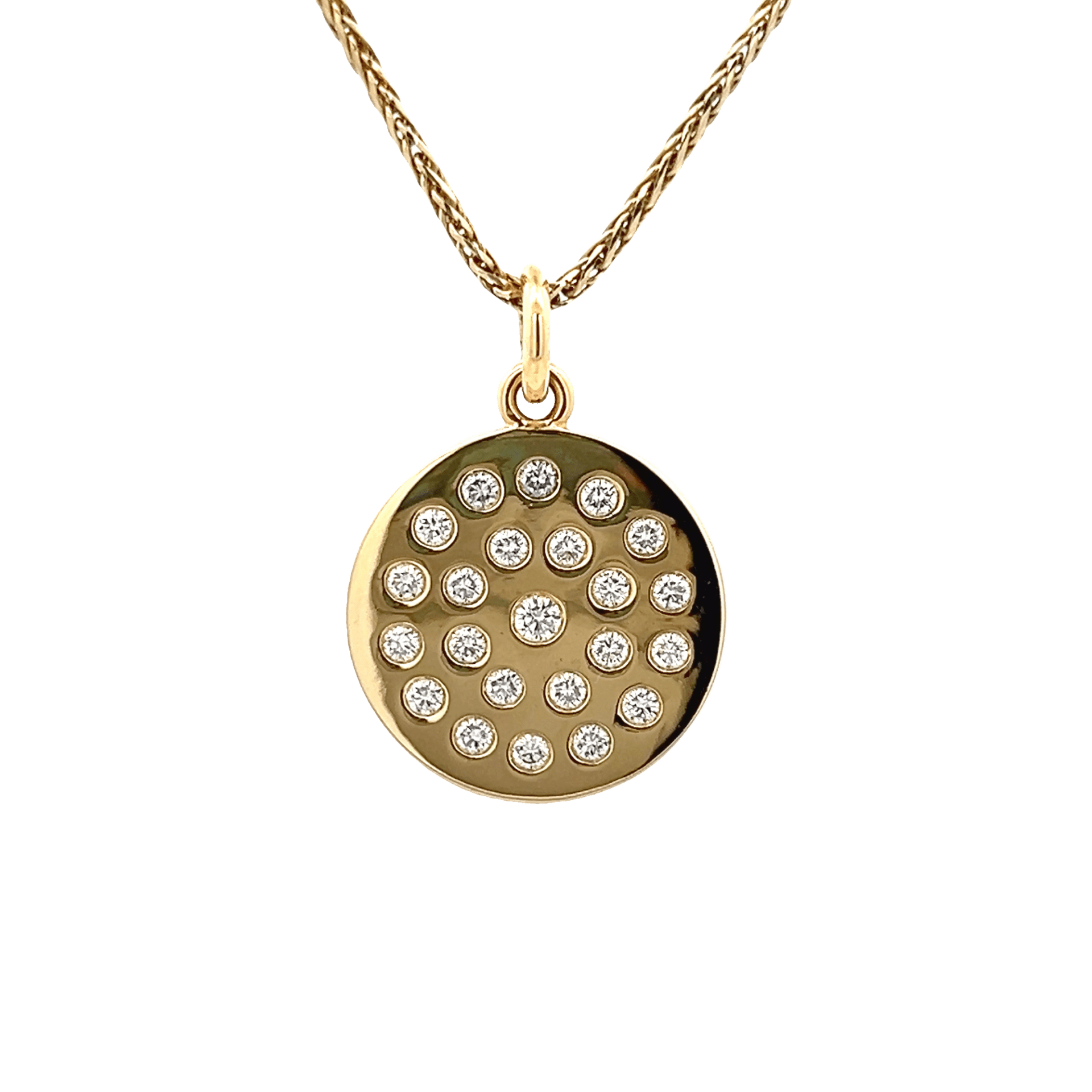 Vardy's Collection Free Form Pendant Necklace with 0.80ctw Round G/H Vs2 Diamonds in 18K Yellow Gold (0.80ctw)