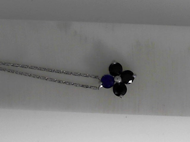 Vardy's Collection Free Form Pendant with Round Sapphire in 14K White Gold (1.10tcw)