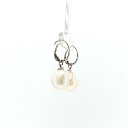 Vardy's Collection Fresh Water Pearl Drop Earrings in 14K White Gold