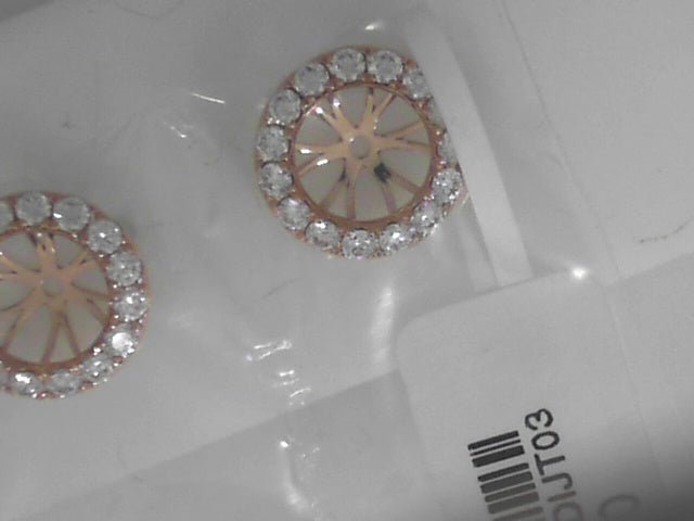 Vardy's Collection Halo Setting Earring Jackets with Round G/H Vs2 Diamonds in 18 Karat Rose Gold (1.06ctw)