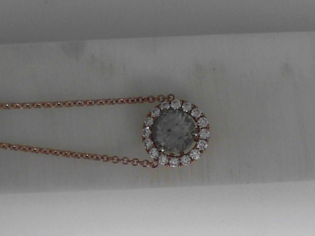 Vardy's Collection Halo Setting Pendant with Round Green Sapphire and Diamonds in 14K Rose Gold (2.37ct)