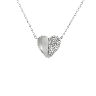 Vardy's Collection Heart Pendant Necklace with Round Diamonds in 14K White Gold (0.27tw)