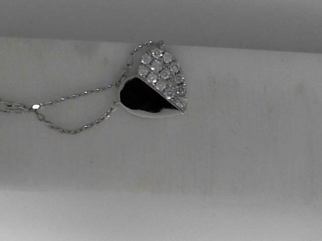 Vardy's Collection Heart Pendant Necklace with Round Diamonds in 14K White Gold (0.27tw)