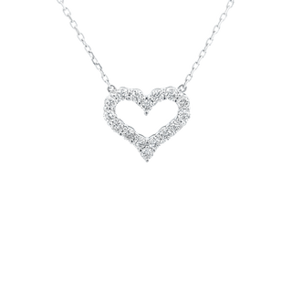Vardy's Collection Heart Pendant Necklace with Round Diamonds in 14K White Gold (0.88tcw)