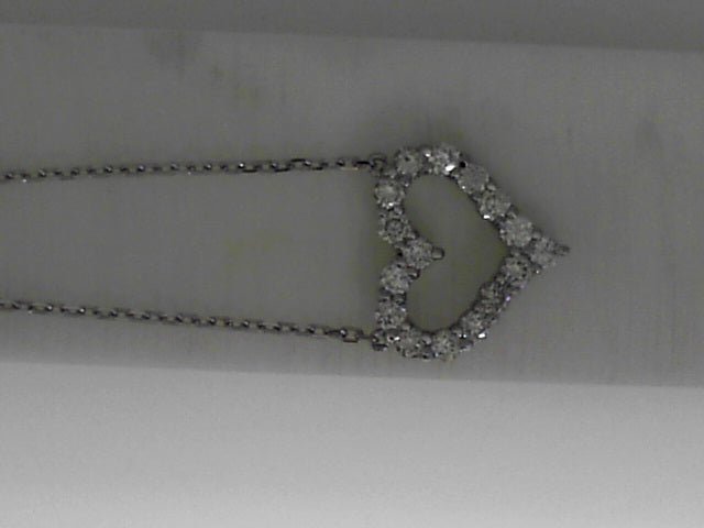 Vardy's Collection Heart Pendant Necklace with Round Diamonds in 14K White Gold (0.88tcw)