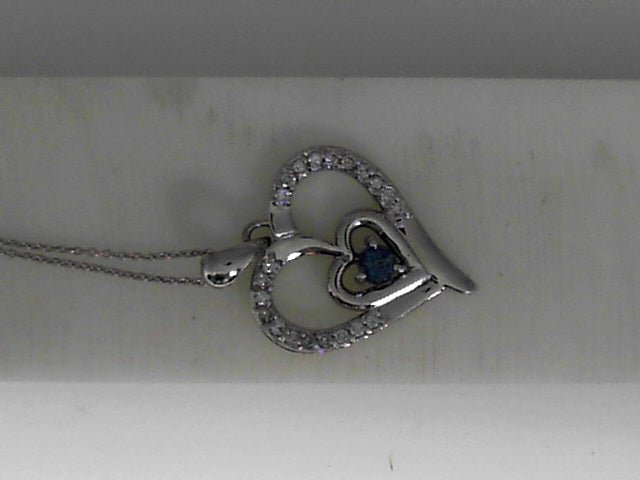 Vardy's Collection Heart Pendant with Round Diamonds and Round Alexandrite in 14K White Gold (0.37ct)