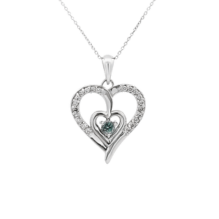 Vardy's Collection Heart Pendant with Round Diamonds and Round Alexandrite in 14K White Gold (0.37ct)