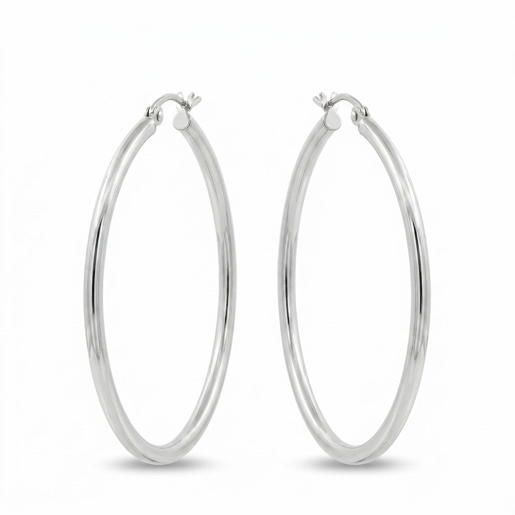 Vardy's Collection Hoop Earrings in 14K White Gold